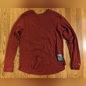 Ecko Unltd True Red Marled Waffle Knit Long Sleeve Thermal Top sz M